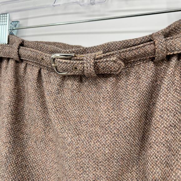 Vtg Nordstrom Weathervane Wool Skirt Suit Women Blazer 10 Skirt 12 Brown Tweed - Picture 6 of 10
